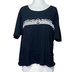 Bebe Sport Cropped Black T-shirt Womens  Plus Size 1X